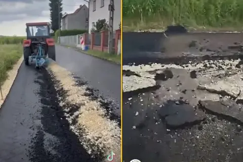 У Польщі фермер переорав свіжий асфальт на дорозі: його затримали