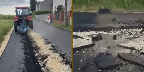 У Польщі фермер переорав новий асфальт і був затриманий